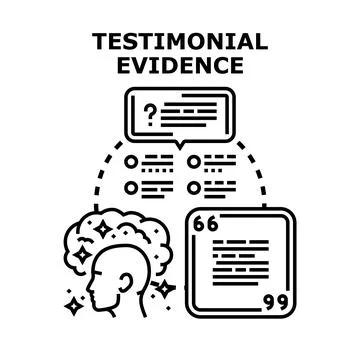 Testimonial evidence concept expressing personal opinion and judgment Stock Illustration
