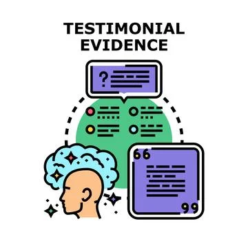 Testimonial evidence concept expressing personal opinion and judgment Stock Illustration
