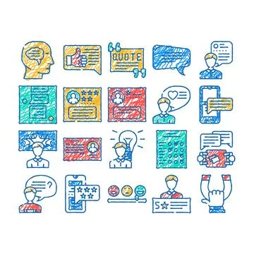 Testimonial feedback quote icon hand drawn Illustrazione stock