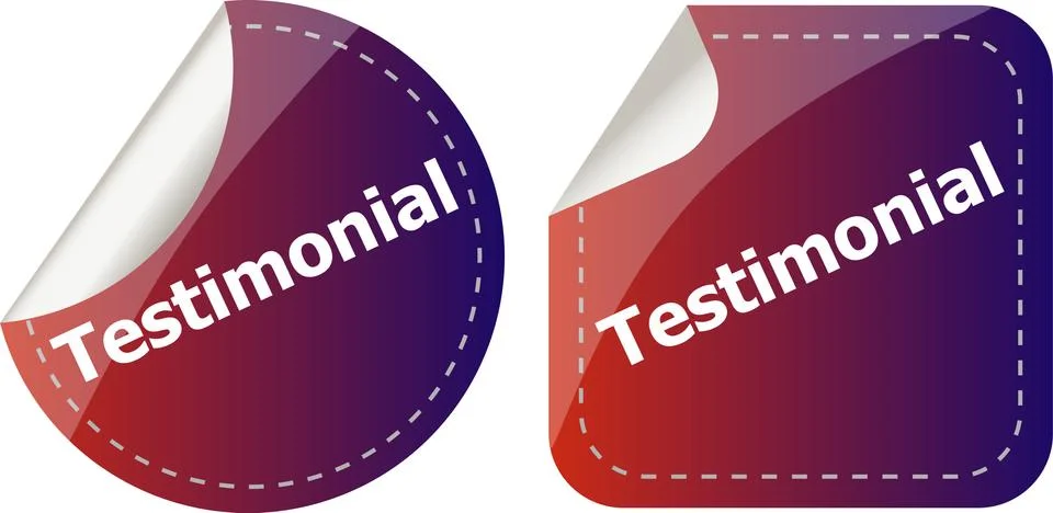 Testimonial word on stickers button set, label, business concept Stock Illustration
