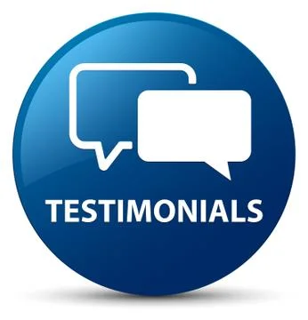 Testimonials blue round button Illustrazione stock