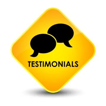 Testimonials (chat icon) elegant yellow diamond button Stock Illustration