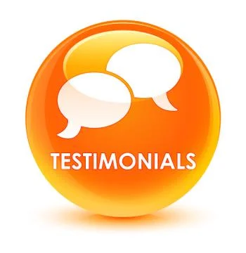 Testimonials (chat icon) glassy orange round button Stock Illustration