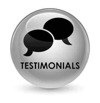 Testimonials (chat icon) glassy white round button Stock Illustration