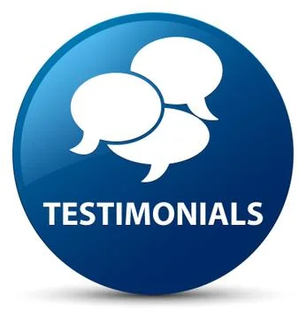 Testimonials (comments icon) blue round button Stock Illustration