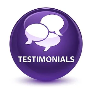 Testimonials (comments icon) glassy purple round button 스톡 일러스트