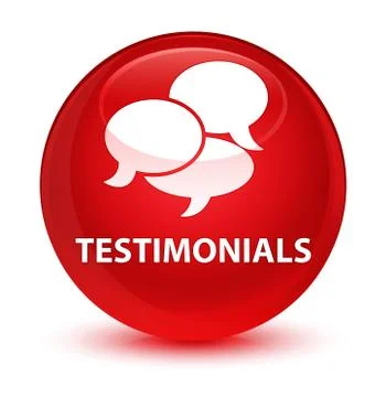 Testimonials (comments icon) glassy red round button 스톡 일러스트