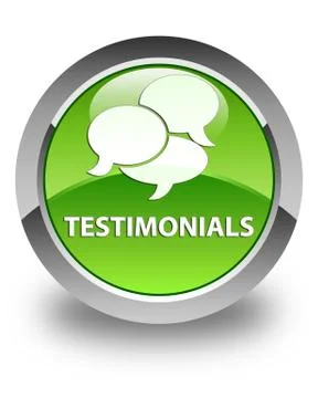 Testimonials (comments icon) glossy green round button 스톡 일러스트