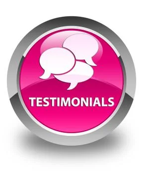 Testimonials (comments icon) glossy pink round button 스톡 일러스트