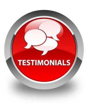 Testimonials (comments icon) glossy red round button Stock Illustration