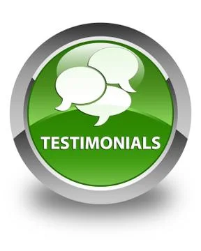 Testimonials (comments icon) glossy soft green round button 스톡 일러스트