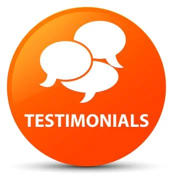 Testimonials (comments icon) orange round button 스톡 일러스트
