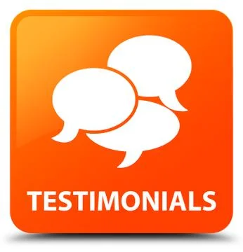 Testimonials (comments icon) orange square button 스톡 일러스트