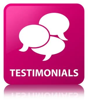 Testimonials (comments icon) pink square button 스톡 일러스트