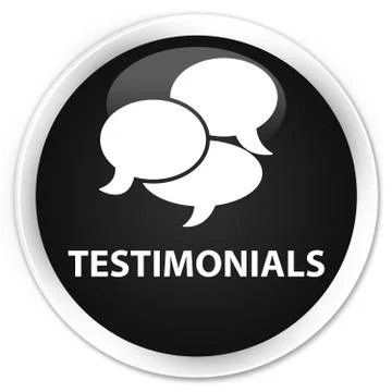 Testimonials (comments icon) premium black round button 스톡 일러스트