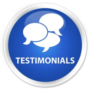 Testimonials (comments icon) premium blue round button 스톡 일러스트