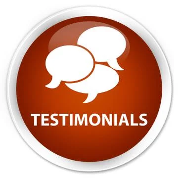 Testimonials (comments icon) premium brown round button 스톡 일러스트