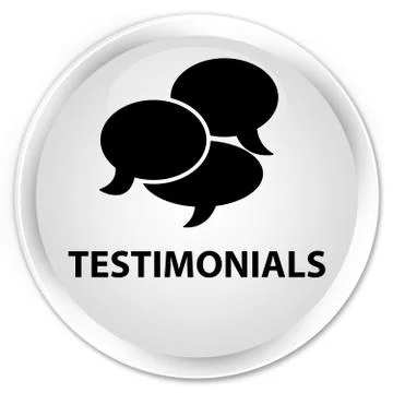 Testimonials (comments icon) premium white round button Stock Illustration