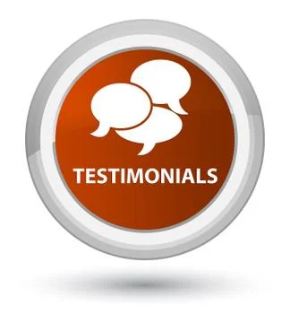 Testimonials (comments icon) prime brown round button Stock Illustration