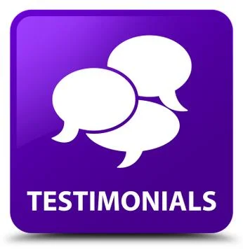Testimonials (comments icon) purple square button 스톡 일러스트