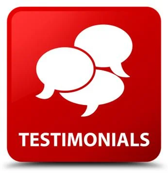 Testimonials (comments icon) red square button Stock Illustration