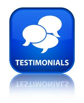 Testimonials (comments icon) special blue square button Illustrazione stock
