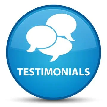 Testimonials (comments icon) special cyan blue round button Illustrazione stock