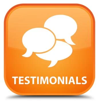 Testimonials (comments icon) special orange square button 스톡 일러스트