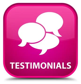 Testimonials (comments icon) special pink square button Stock Illustration