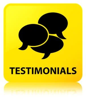 Testimonials (comments icon) yellow square button 스톡 일러스트