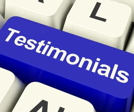 Testimonials computer key showing recommendations and tributes online Иллюстрация