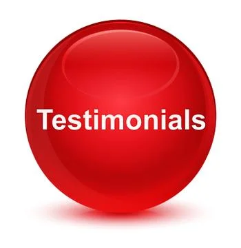 Testimonials glassy red round button Stock Photos