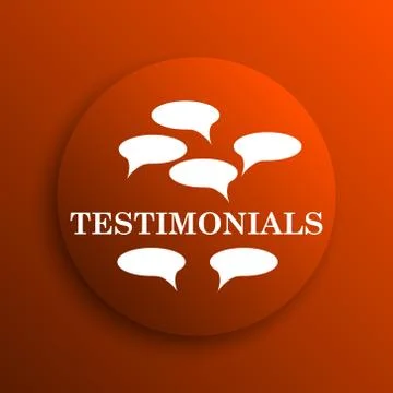Testimonials icon. Internet button on orange background. Stock Illustration