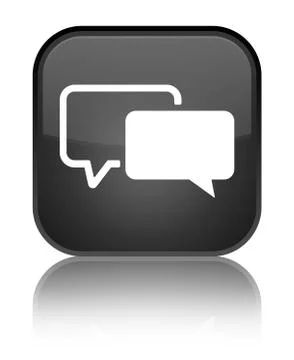 Testimonials icon special black square button Stock Illustration