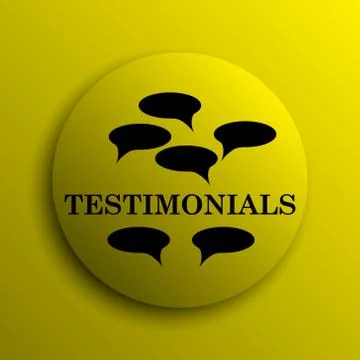 Testimonials icon. Yellow internet button.. Stock Illustration