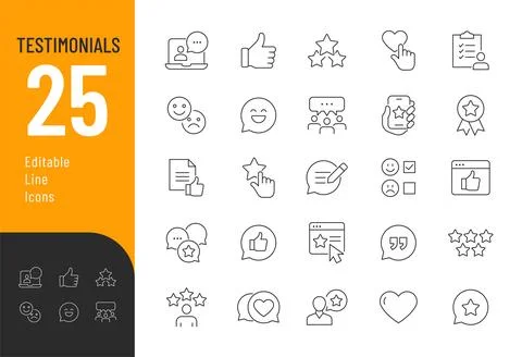 Testimonials Line Editable Icons set. Stock Illustration