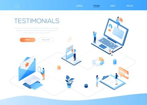 Testimonials - modern colorful isometric vector web banner Stock Illustration