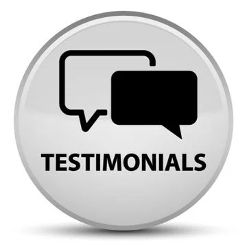 Testimonials special white round button Illustrazione stock