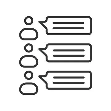 Testimonials user comments discussion icon in line design. testimonials user Illustrazione stock