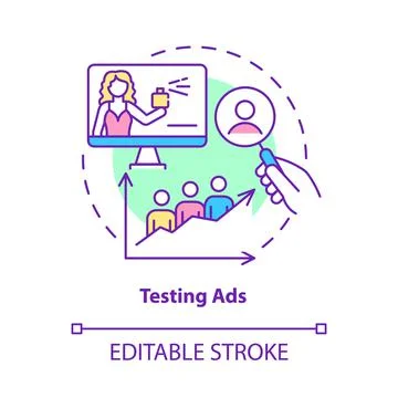 Testing ads concept icon Stock Illustration