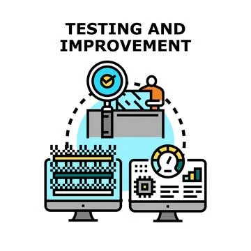 Testing and improvement process for digital development Stockillustratie