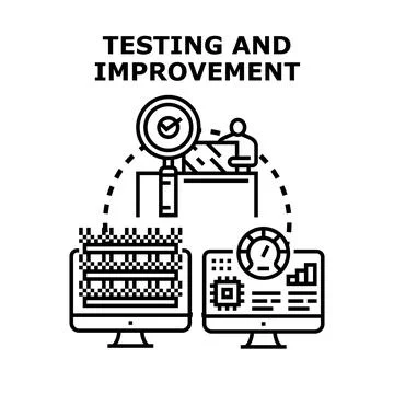 Testing and improvement process for digital development Stock Illustration
