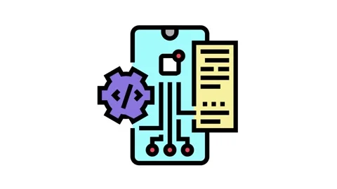 Testing application color icon animation Stock Footage 163785897