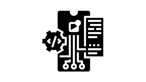 Testing application glyph icon animation Stock Footage 163803814