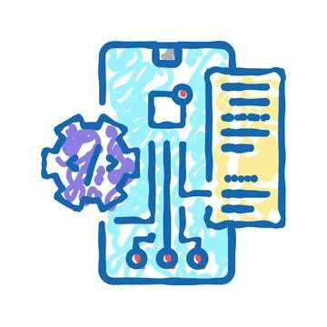 Testing application icon doodle illustration Illustrazione stock