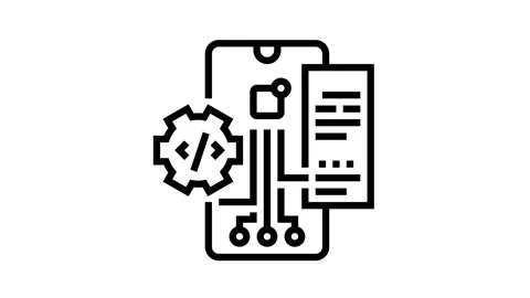 Testing application line icon animation Video stock 163793957