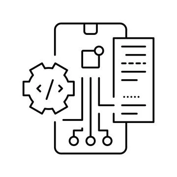 Testing application line icon vector illustration Illustrazione stock