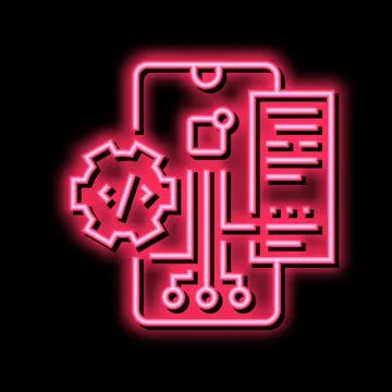 Testing application neon glow icon illustration Stock Illustration