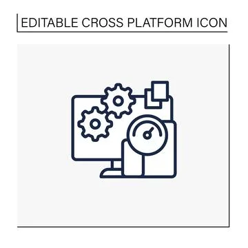 Testing apps line icon Illustrazione stock