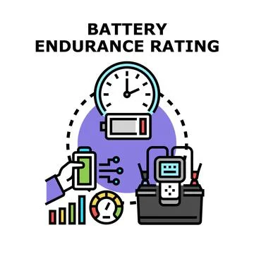 Testing battery endurance rating for optimal performance Stock Illustration